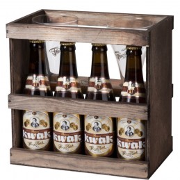 Coffret bois bière Belge Kwak 4 bts 33 cl + 1 verre Kwak duo