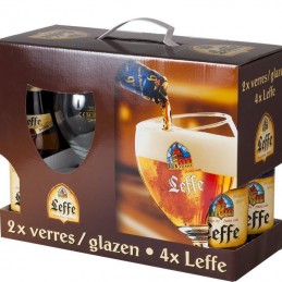 Coffret Leffe 4 Bts + 2 Verres - Bière Belge