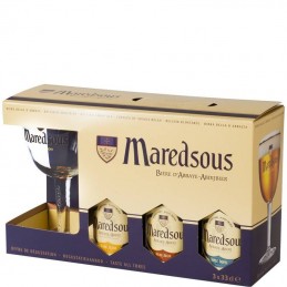 Coffret Maredsous 3 Bts + 1 Verre - Bière Belge