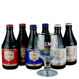 Lot de 6 bouteilles de bières Trappiste Chimay + 1 verre