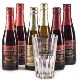 Lot de 6 bières de la Brasserie Lindeman's + 1 verre