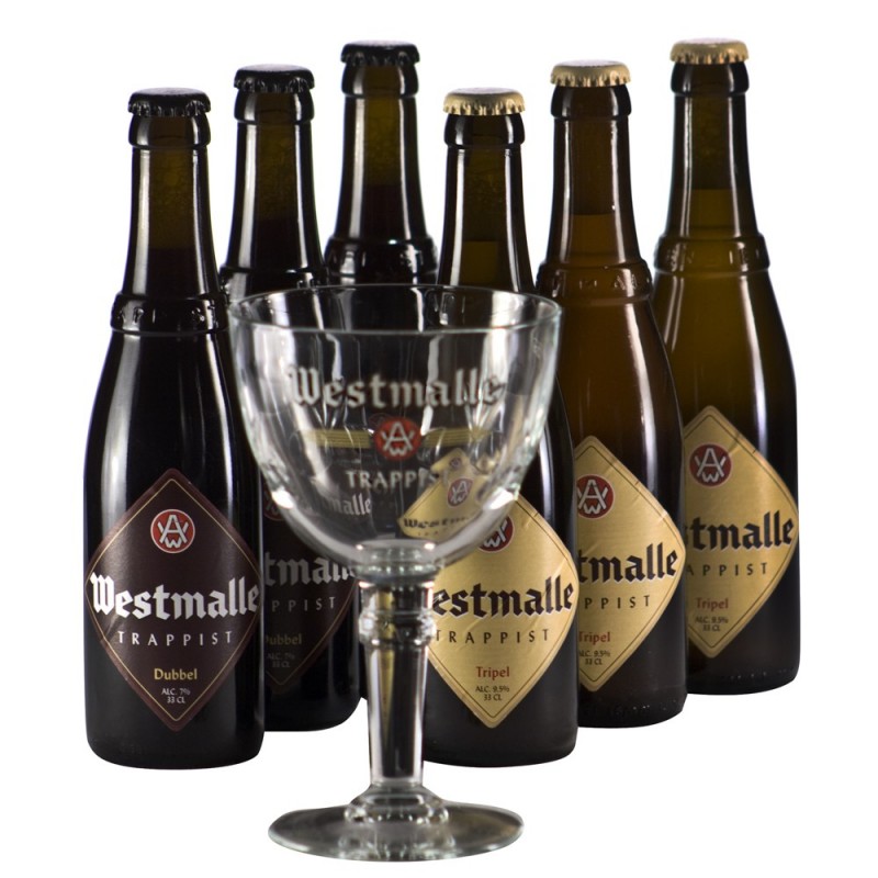 Lot de 6 bouteilles de bière Trappiste Westmalle de l'Abbaye Notre Dame du Sacré Coeur Lot de 6 bouteilles de bière Trappiste Westmalle de l'Abbaye Notre Dame du Sacré Coeur