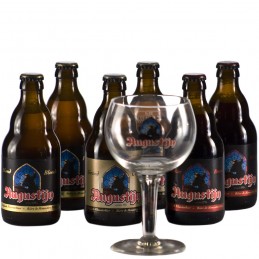 Lot de 6 bouteilles de bière Augustijn + 1 verre. Bière de saveur de la Brasserie Van Steenberge