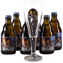 Lot 6 bouteilles de bière Brigand + 1 verre. Bière de saveur de la Brasserie Van Honsebrouck